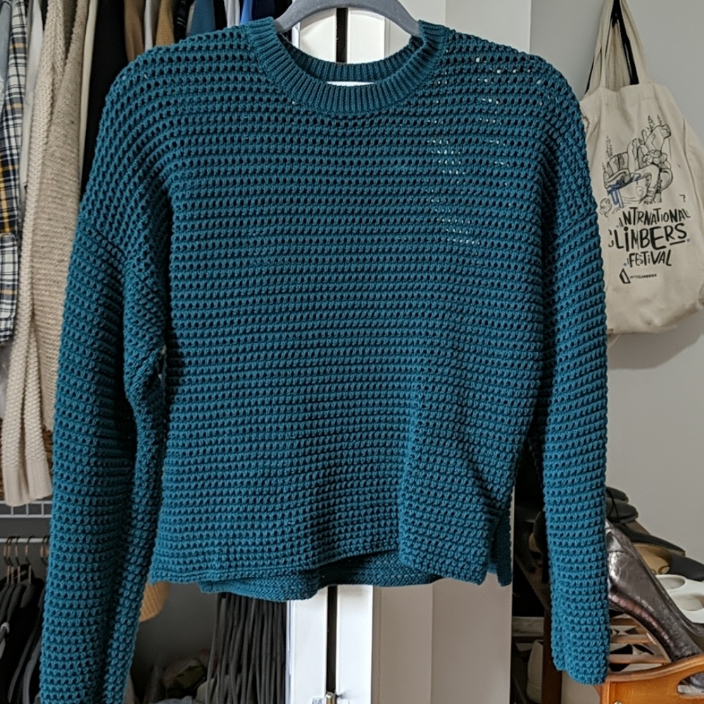 Joie Open Stitch Cotton Sweater Waist Length